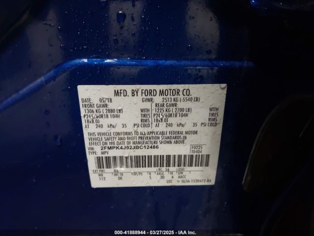 2FMPK4J92JBC12486 Ford EDGE SEL
