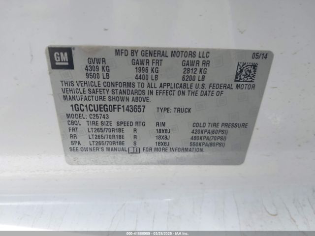 1GC1CUEG0FF143657 Chevrolet Silverado 2500hd Wt