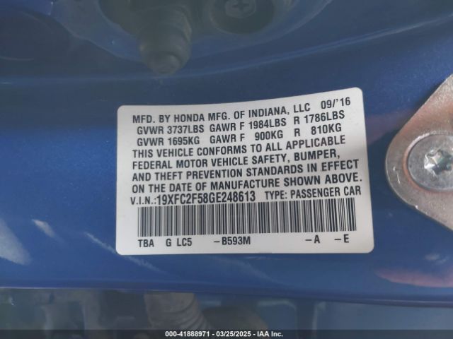 19XFC2F58GE248613 Honda Civic Lx