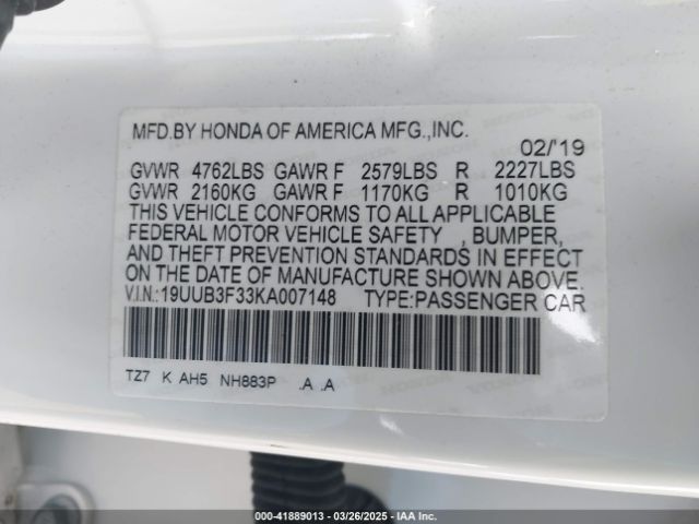 19UUB3F33KA007148 Acura Tlx Standard