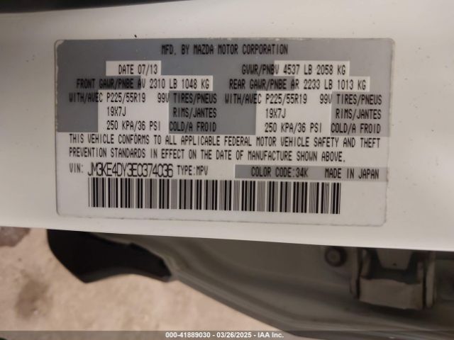 JM3KE4DY3E0374036 Mazda Cx-5 Grand Touring