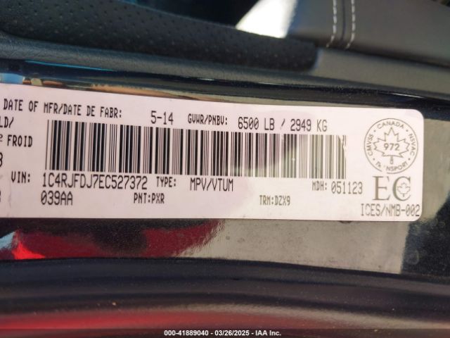 1C4RJFDJ7EC527372 Jeep Grand Cherokee Srt