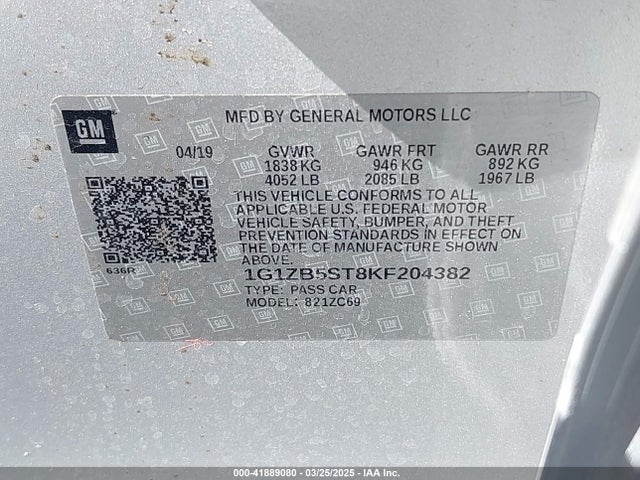 1G1ZB5ST8KF204382 Chevrolet Malibu 1ls