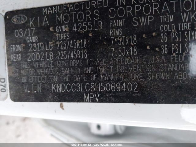 KNDCC3LC8H5069402 KIA NIRO EX