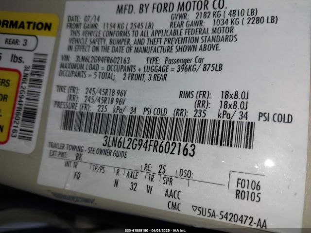 3LN6L2G94FR602163 Lincoln MKZ