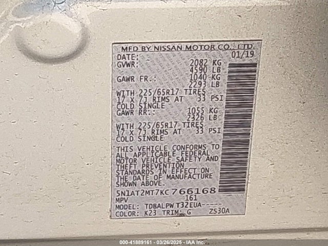 Nissan ROGUE S 2019 5N1AT2MT7KC766168 Image 9