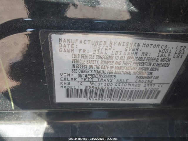 3N1AB8CV5NY256915 Nissan Sentra Sv Xtronic Cvt