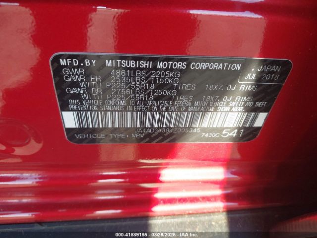 JA4AD3A38KZ005345 Mitsubishi Outlander Se