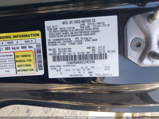 1FA6P8AMXH5342548 Ford Mustang V6