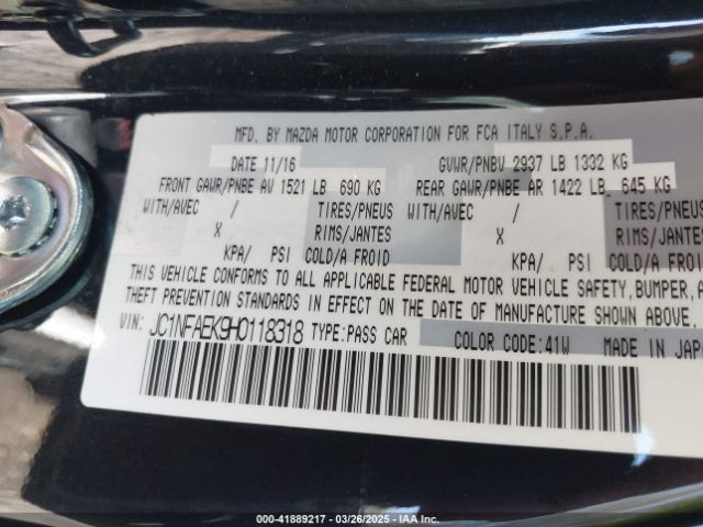 JC1NFAEK9H0118318 Fiat 124 Spider Elaborazione Abarth