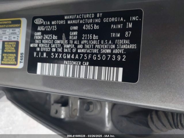 5XXGM4A75FG507392 KIA Optima Lx