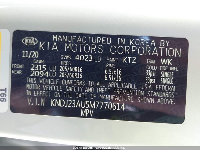 KNDJ23AU5M7770614 KIA SOUL S