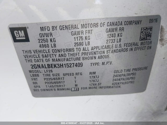 2GNALBEK3H1527409 Chevrolet EQUINOX LS