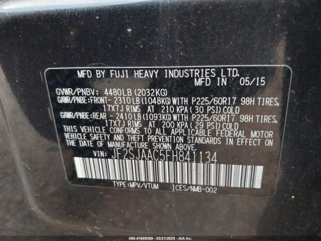JF2SJAAC5FH841134 Subaru Forester 2.5i