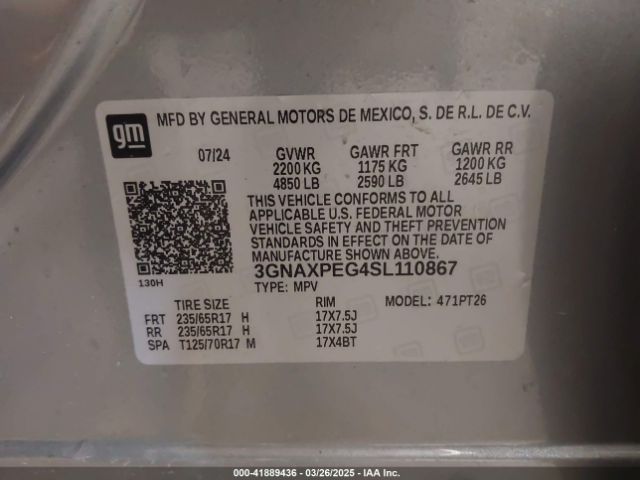 3GNAXPEG4SL110867 Chevrolet Equinox Awd Lt