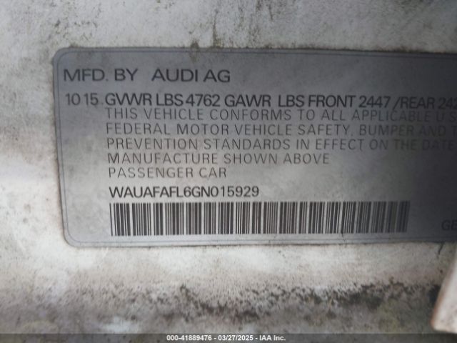 WAUAFAFL6GN015929 Audi A4 2.0t Premium
