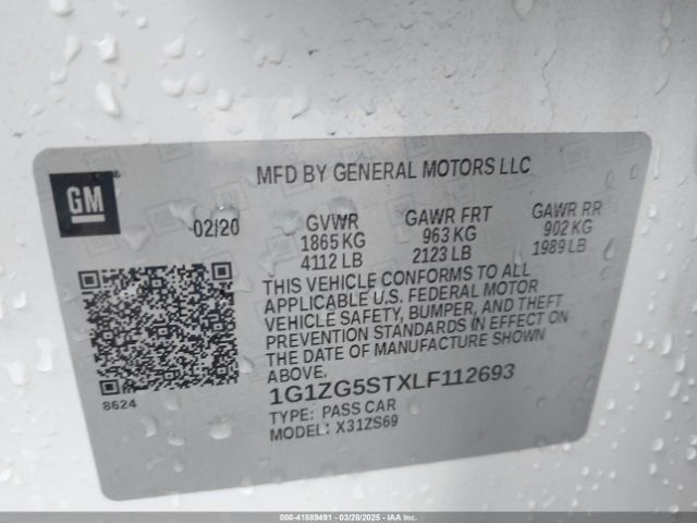 2020 CHEVROLET MALIBU 1G1ZG5STXLF112693 Photo 8