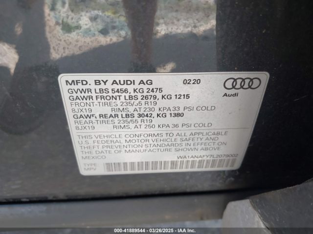 WA1ANAFY7L2079002 Audi Q5 Premium 45 Tfsi Quattro S Tronic/titanium Premium 45 Tfsi Quattro S Tronic