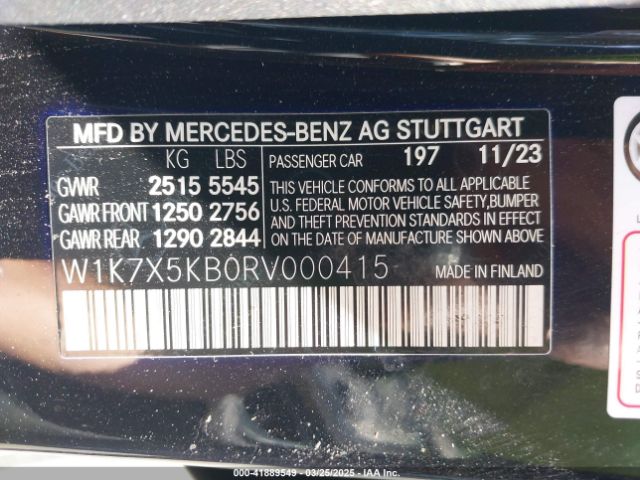 W1K7X5KB0RV000415 Mercedes-Benz Amg Gt 43 4-door Coupe