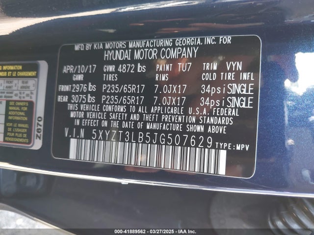 5XYZT3LB5JG507629 Hyundai Santa Fe Sport 2.4l