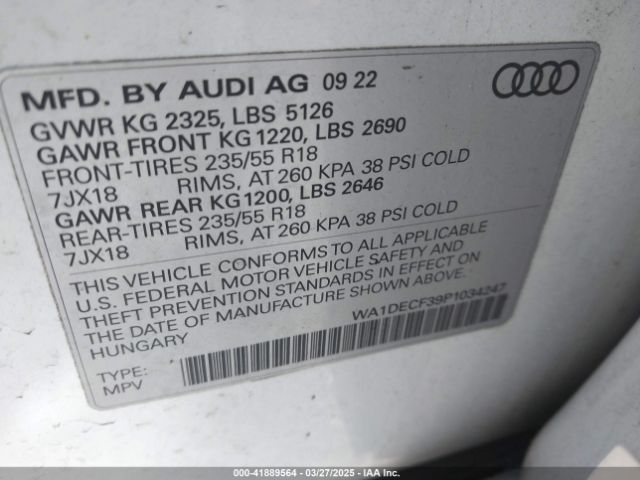 WA1DECF39P1034247 Audi Q3 Premium 45 Tfsi S Line Quattro Tiptronic