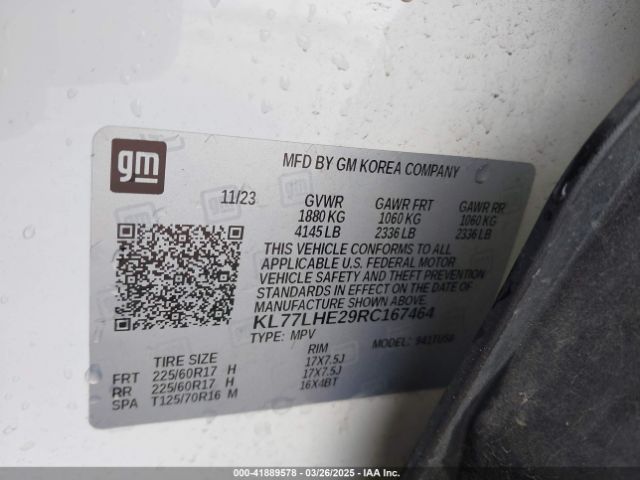 KL77LHE29RC167464 Chevrolet Trax Fwd Lt