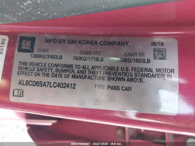 KL8CD6SA7LC402412 Chevrolet Spark Fwd 1lt Automatic