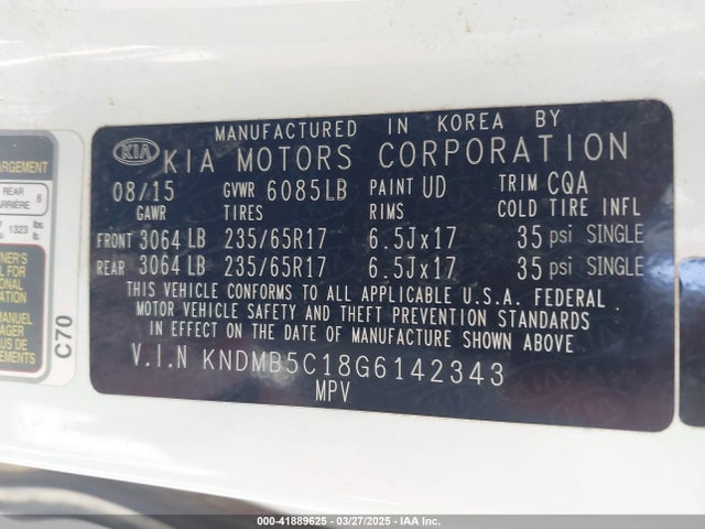 KNDMB5C18G6142343 KIA SEDONA LX