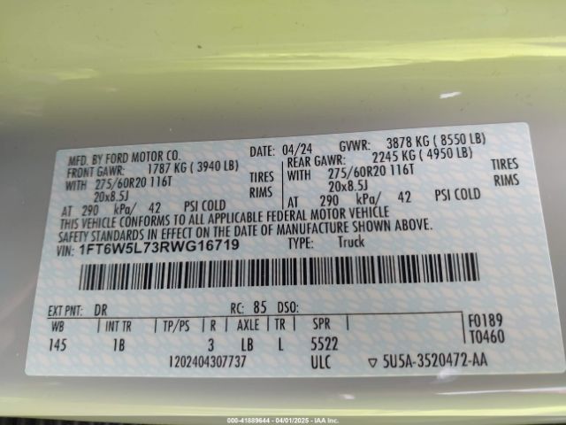 1FT6W5L73RWG16719 Ford F-150 Lightning Lariat