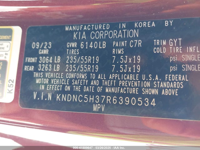 KNDNC5H37R6390534 KIA Carnival Mpv Ex