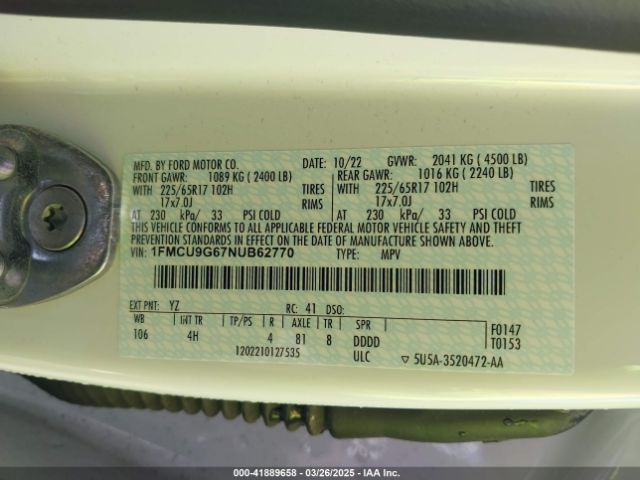 2022 FORD ESCAPE 1FMCU9G67NUB62770 Photo 8