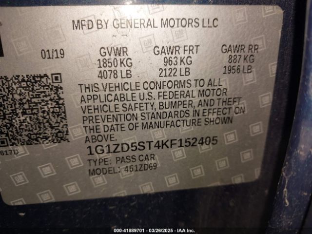 1G1ZD5ST4KF152405 Chevrolet MALIBU LT