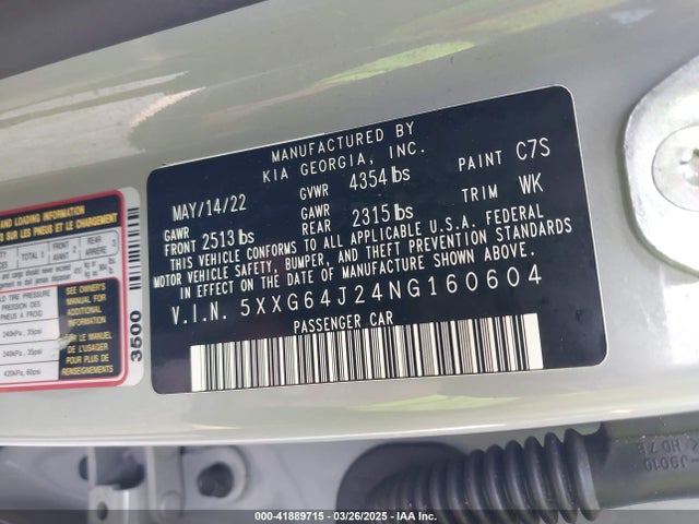 5XXG64J24NG160604 KIA K5 Gt-line