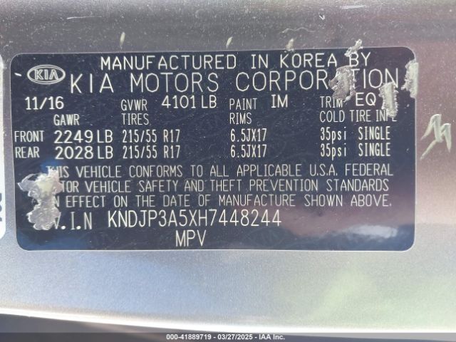 KNDJP3A5XH7448244 KIA SOUL +