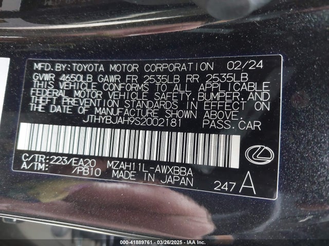 JTHYBJAH9S2002181 Lexus m20a-fxs
