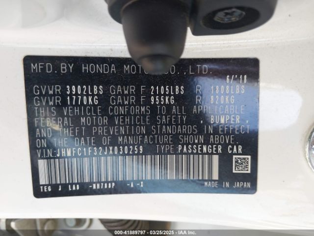 JHMFC1F32JX030259 Honda Civic Ex-t