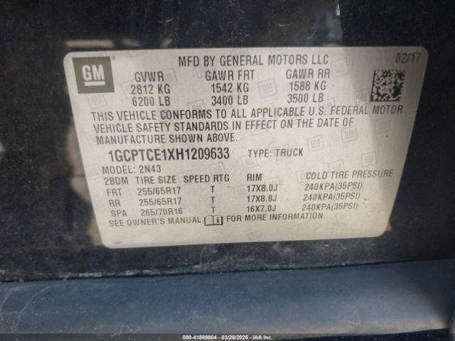 1GCPTCE1XH1209633 Chevrolet Colorado Lt