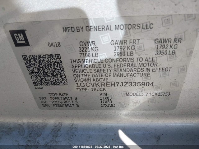 1GCVKREH7JZ335904 Chevrolet Silverado 1500 1lt