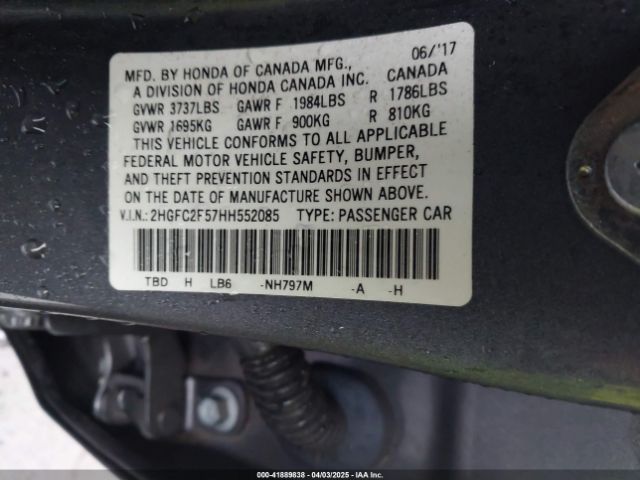 2HGFC2F57HH552085 Honda Civic Lx