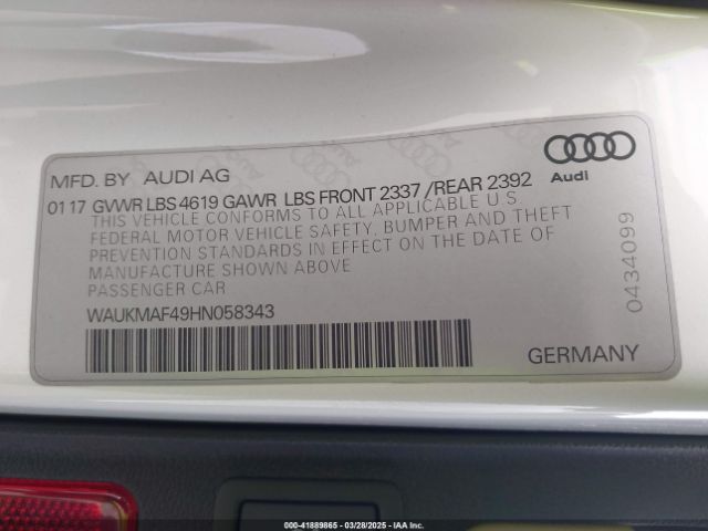 WAUKMAF49HN058343 Audi A4 2.0t Season Of Audi Ultra Premium