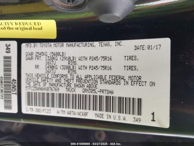 5TFCZ5AN6HX076769 Toyota Tacoma Sr5 V6