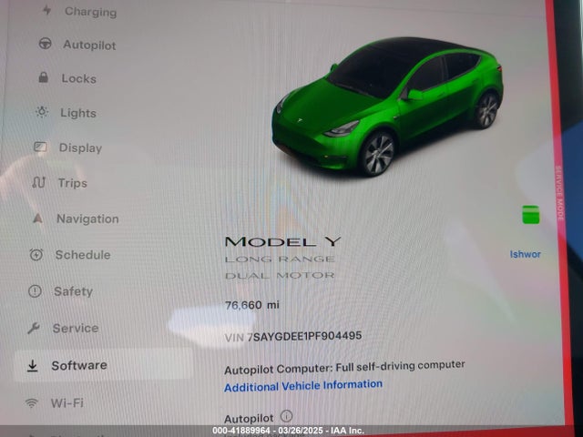 7SAYGDEE1PF904495 Tesla Model Y Awd/long Range Dual Motor All-wheel Drive