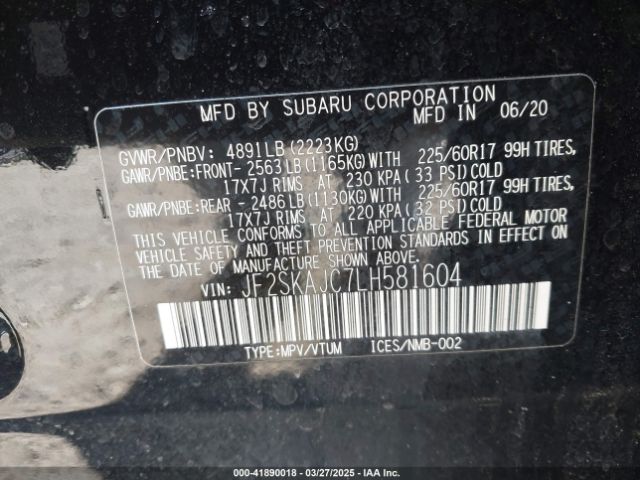 JF2SKAJC7LH581604 Subaru Forester Premium