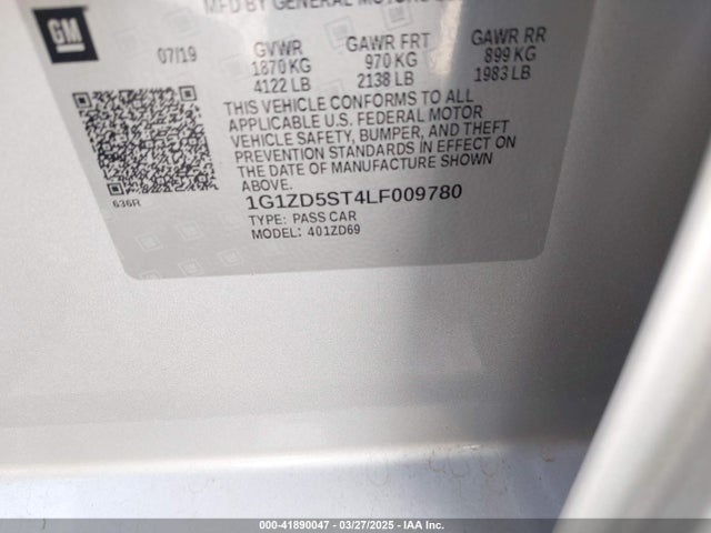 1G1ZD5ST4LF009780 Chevrolet Malibu Fwd Lt