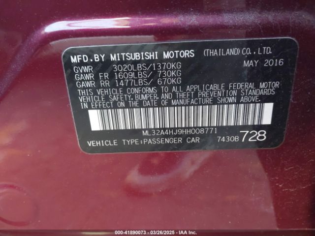 ML32A4HJ9HH008771 Mitsubishi MIRAGE SE