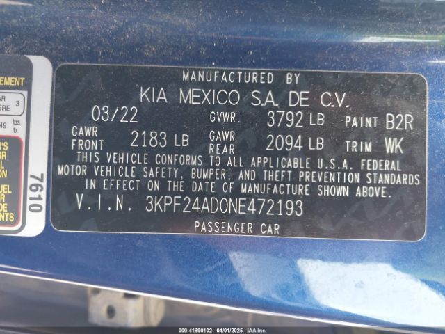 2022 KIA FORTE 3KPF24AD0NE472193 Photo 8