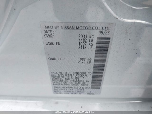 1N4BL4CW8RN322639 Nissan Altima Sr Intelligent Awd