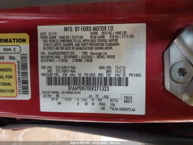 3FA6P0H70ER271323 Ford FUSION SE