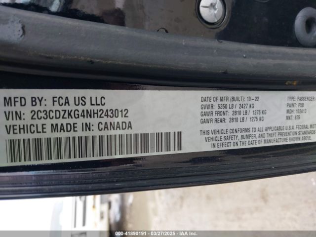 2022 DODGE CHALLENGER 2C3CDZKG4NH243012 Photo 8