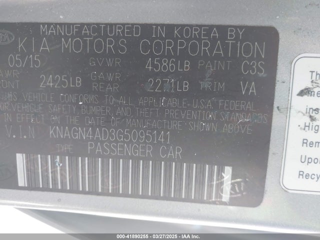 KIA Optima Hybrid Ex 2016 KNAGN4AD3G5095141 Image 9